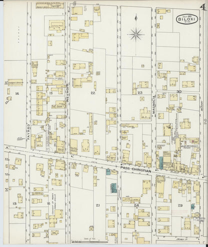 Sanborn Fire Insurance Map from Biloxi, Harrison County, Mississippi (1893), Sheet #0004 - Complete Map Set gallery image, historic Sanborn map, vintage wall art, Mississippi Mississippi