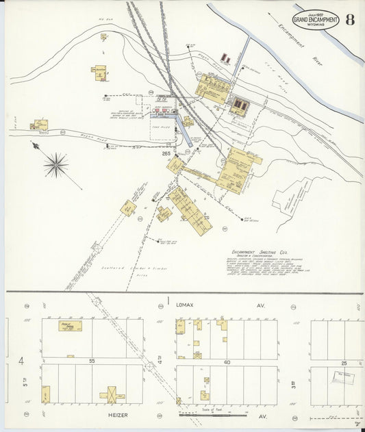 Sanborn Fire Insurance Map from Grand Encampment, Carbon County, Wyoming (1907), Sheet #0008 - Historic Sanborn Fire Insurance Map Print, vintage old map wall art, antique decor, genealogy gift, Wyoming Wyoming map