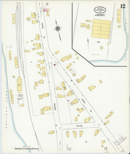 Sanborn Fire Insurance Map from Laconia, Belknap County, New Hampshire (1911), Sheet #0012 - Complete Map Set gallery image, historic Sanborn map, vintage wall art, New Hampshire New Hampshire