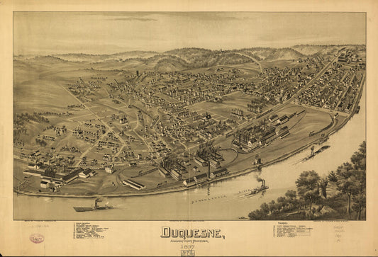 Duquesne, Allegheny County, Pennsylvania 1897. (1897) – Historic Bird’s-Eye View Panorama Print