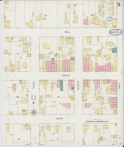 Sanborn Fire Insurance Map from Grayville, White And Edwards Counties, Illinois (1894), Sheet #0003 - Complete Map Set gallery image, historic Sanborn map, vintage wall art, Illinois Illinois