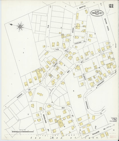 Sanborn Fire Insurance Map from Swampscott, Essex County, Massachusetts (1907), Sheet #0021 - Historic Sanborn Fire Insurance Map Print, vintage old map wall art, antique decor, genealogy gift, Massachusetts Massachusetts map