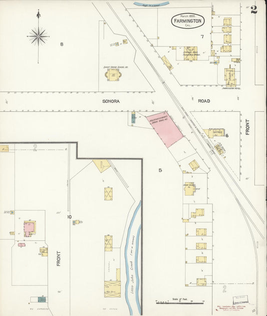 Sanborn Fire Insurance Map from Farmington, San Joaquin County, California (1895), Sheet #0002 - Historic Sanborn Fire Insurance Map Print, vintage old map wall art, antique decor, genealogy gift, California California map