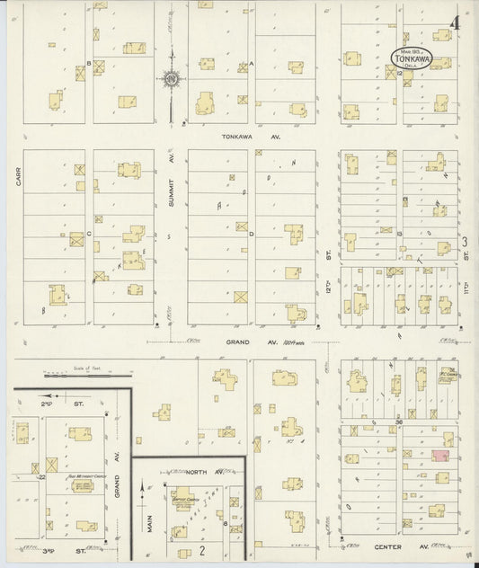 Sanborn Fire Insurance Map from Tonkawa, Kay County, Oklahoma (1913), Sheet #0004 - Historic Sanborn Fire Insurance Map Print, vintage old map wall art, antique decor, genealogy gift, Oklahoma Oklahoma map