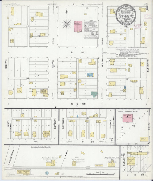 Sanborn Fire Insurance Map from Beaver City, Furnas County, Nebraska (1909), Sheet #0001 - Historic Sanborn Fire Insurance Map Print, vintage old map wall art, antique decor, genealogy gift, Nebraska Nebraska map