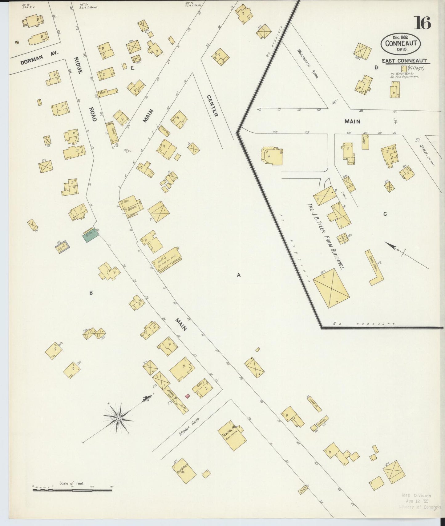 Sanborn Fire Insurance Map from Conneaut, Ashtabula County, Ohio (1902), Sheet #0016 - Historic Sanborn Fire Insurance Map Print, vintage old map wall art, antique decor, genealogy gift, Ohio Ohio map