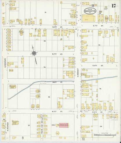 Sanborn Fire Insurance Map from Washington, Beaufort County, North Carolina (1911), Sheet #0017 - Complete Map Set gallery image, historic Sanborn map, vintage wall art, Washington Washington