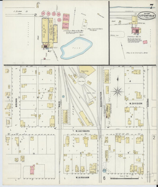 Sanborn Fire Insurance Map from Litchfield, Montgomery County, Illinois (1897), Sheet #0007 - Historic Sanborn Fire Insurance Map Print, vintage old map wall art, antique decor, genealogy gift, Illinois Illinois map