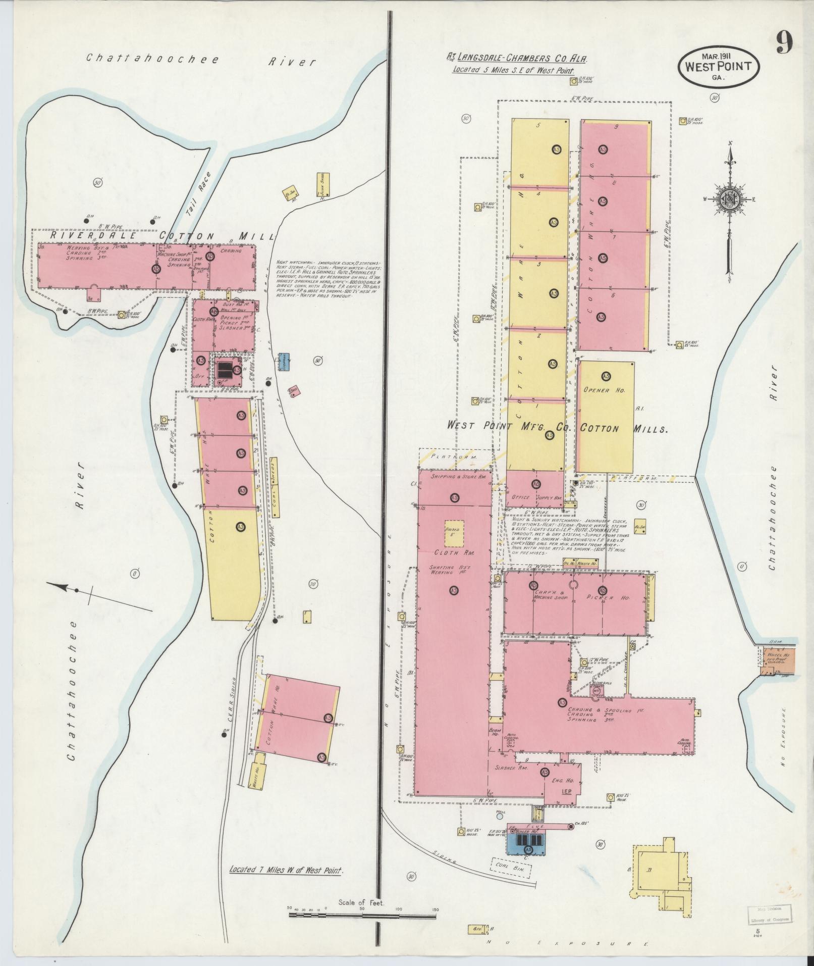 Sanborn Fire Insurance Map from West Point, Troup County, Georgia (1911), Sheet #0009 - Complete Map Set gallery image, historic Sanborn map, vintage wall art, Georgia Georgia
