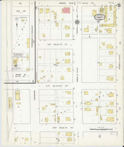 Sanborn Fire Insurance Map from Caney, Montgomery County, Kansas (1917), Sheet #0008 - Complete Map Set gallery image, historic Sanborn map, vintage wall art, Kansas Kansas