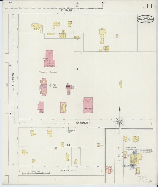 Sanborn Fire Insurance Map from Owatonna, Steele County, Minnesota (1894), Sheet #0011 - Historic Sanborn Fire Insurance Map Print, vintage old map wall art, antique decor, genealogy gift, Minnesota Minnesota map