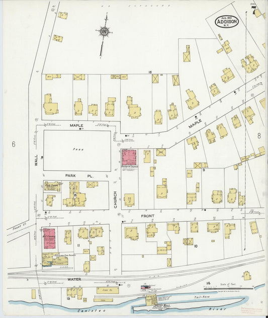 Sanborn Fire Insurance Map from Addison, Steuben County, New York (1921), Sheet #0007 - Historic Sanborn Fire Insurance Map Print, vintage old map wall art, antique decor, genealogy gift, New York New York map