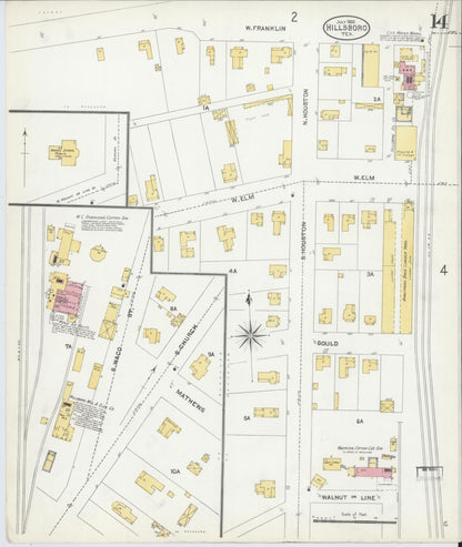 Sanborn Fire Insurance Map from Hillsboro, Hill County, Texas (1905), Sheet #0014 - Historic Sanborn Fire Insurance Map Print, vintage old map wall art, antique decor, genealogy gift, Texas Texas map