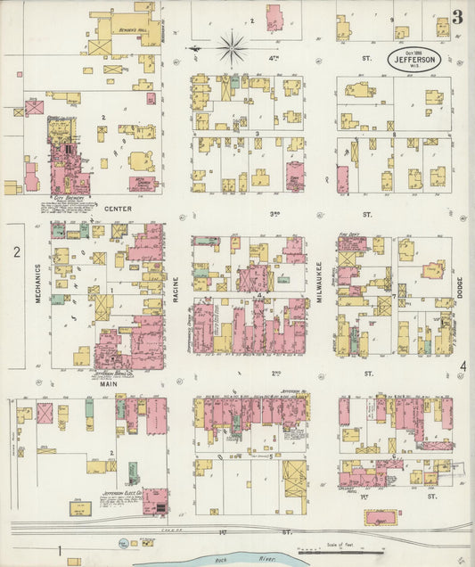 Sanborn Fire Insurance Map from Jefferson, Jefferson County, Wisconsin (1898), Sheet #0003 - Historic Sanborn Fire Insurance Map Print, vintage old map wall art, antique decor, genealogy gift, Wisconsin Wisconsin map