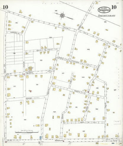 Sanborn Fire Insurance Map from Thomasville, Davidson County, North Carolina (1923), Sheet #0010 - Historic Sanborn Fire Insurance Map Print, vintage old map wall art, antique decor, genealogy gift, North Carolina North Carolina map