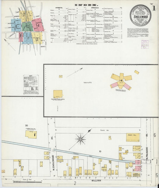 Sanborn Fire Insurance Map from Englewood, Bergen County, New Jersey (1902), Sheet #0001 - Complete Map Set gallery image, historic Sanborn map, vintage wall art, New Jersey New Jersey