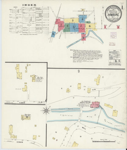 Sanborn Fire Insurance Map from Hamburg, Erie County, New York (1907), Sheet #0001 - Complete Map Set gallery image, historic Sanborn map, vintage wall art, New York New York