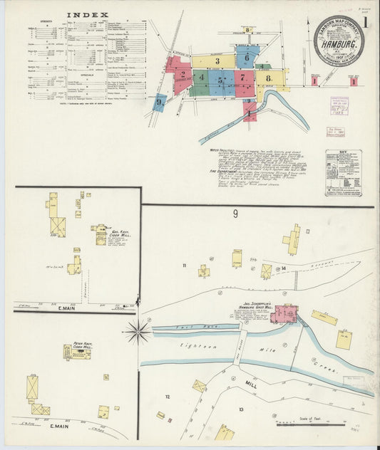 Sanborn Fire Insurance Map from Hamburg, Erie County, New York (1907), Sheet #0001 - Complete Map Set gallery image, historic Sanborn map, vintage wall art, New York New York