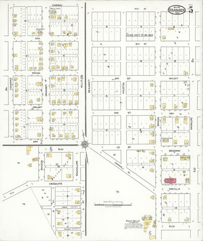 Sanborn Fire Insurance Map from Granger, Williamson County, Texas (1921), Sheet #0005 - Historic Sanborn Fire Insurance Map Print, vintage old map wall art, antique decor, genealogy gift, Texas Texas map
