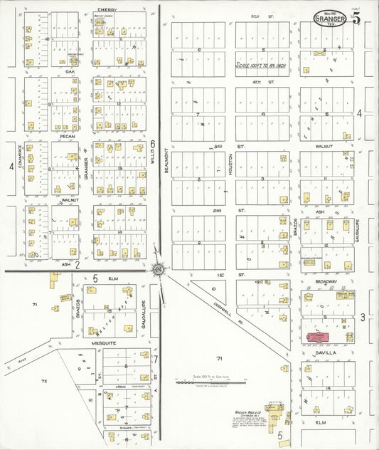 Sanborn Fire Insurance Map from Granger, Williamson County, Texas (1921), Sheet #0005 - Historic Sanborn Fire Insurance Map Print, vintage old map wall art, antique decor, genealogy gift, Texas Texas map