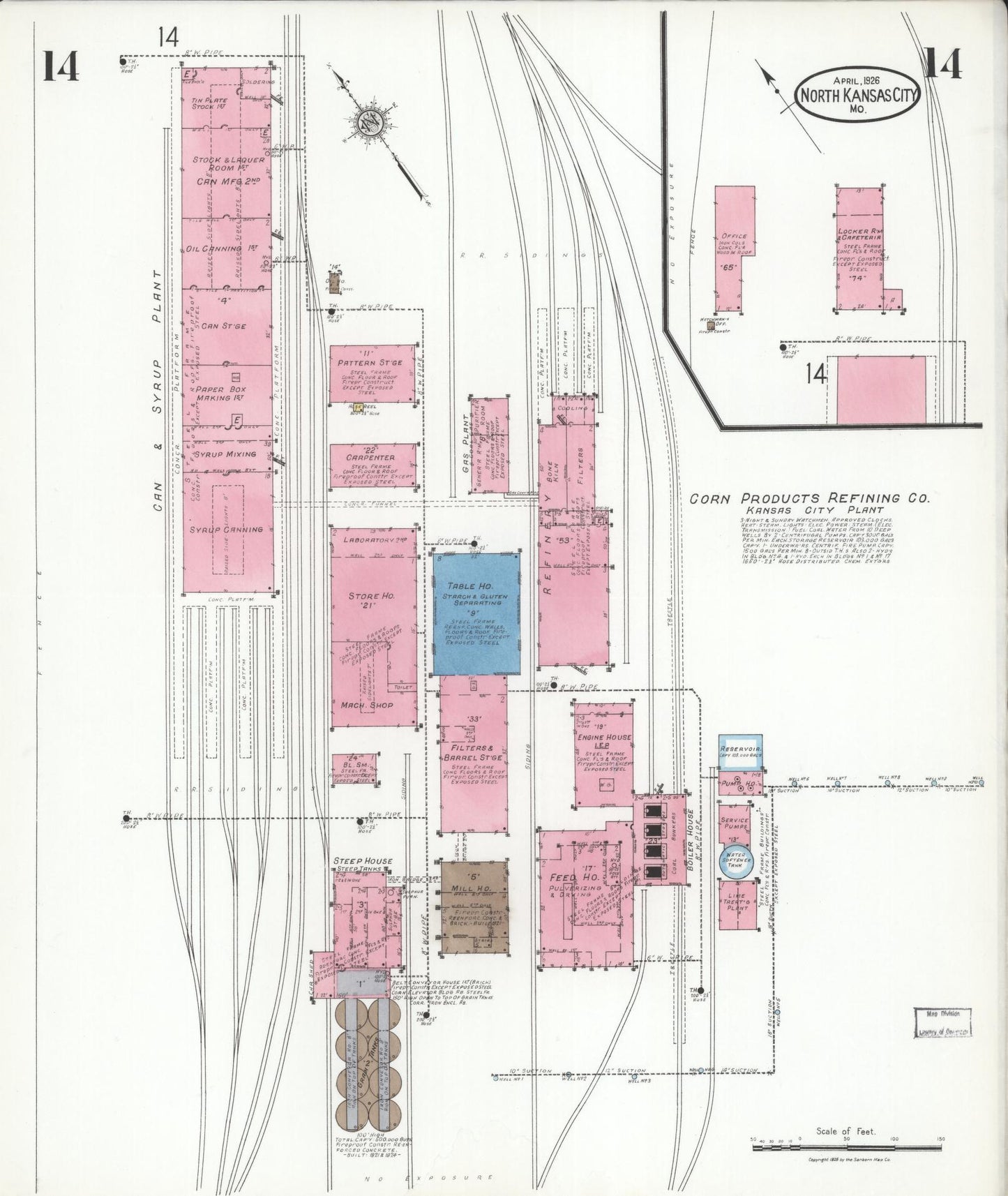 Sanborn Fire Insurance Map from North Kansas City, Clay County, Missouri (1926), Sheet #0014 - Historic Sanborn Fire Insurance Map Print, vintage old map wall art, antique decor, genealogy gift, Kansas Kansas map
