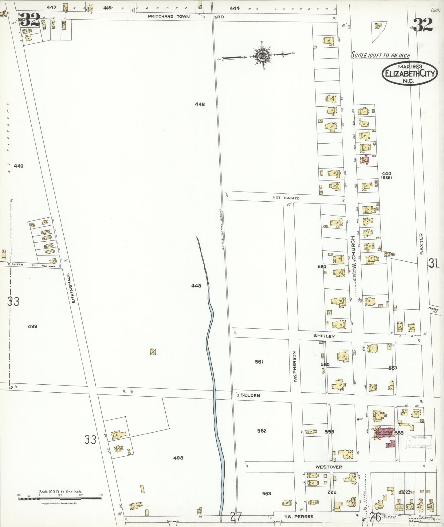 Sanborn Fire Insurance Map from Elizabeth City, Pasquotank County, North Carolina (1923), Sheet #0032 - Complete Map Set gallery image, historic Sanborn map, vintage wall art, North Carolina North Carolina