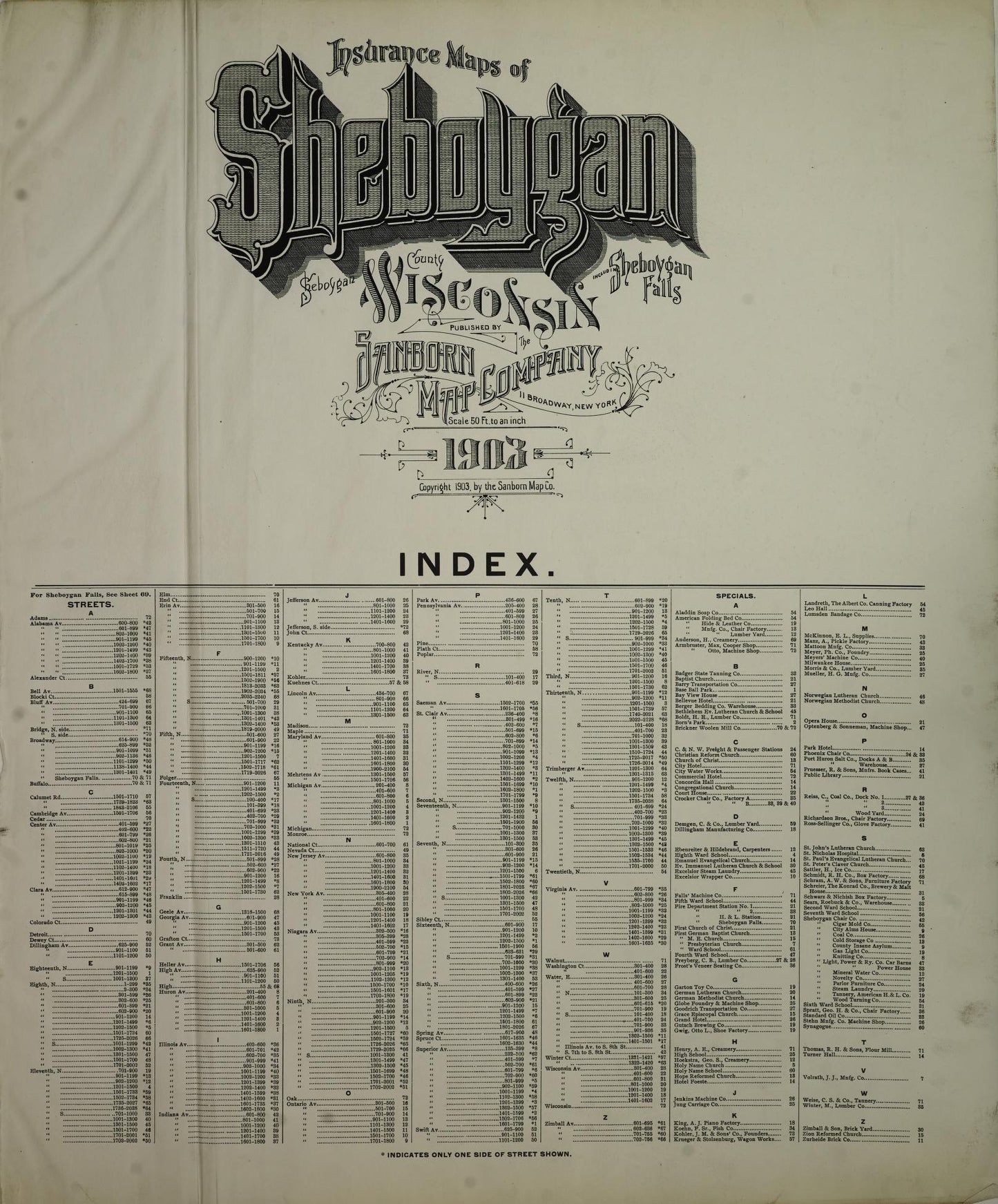 Sanborn Fire Insurance Map from Sheboygan, Sheboygan County, Wisconsin (1903), Sheet #0001 - Historic Sanborn Fire Insurance Map Print, vintage old map wall art, antique decor, genealogy gift, Wisconsin Wisconsin map