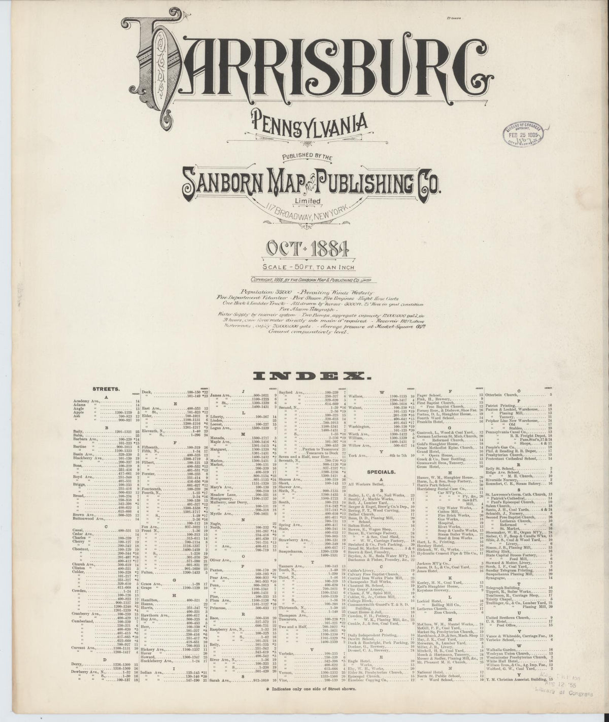 Sanborn Fire Insurance Map from Harrisburg, Dauphin County, Pennsylvania (1884), Sheet #0001 - Historic Sanborn Fire Insurance Map Print, vintage old map wall art, antique decor, genealogy gift, Pennsylvania Pennsylvania map