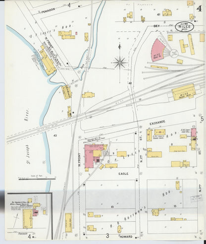 Sanborn Fire Insurance Map from Niles, Berrien County, Michigan (1900), Sheet #0004 - Complete Map Set gallery image, historic Sanborn map, vintage wall art, Michigan Michigan