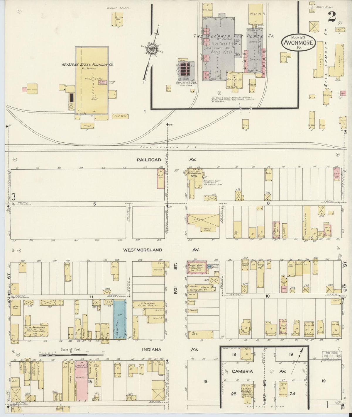 Sanborn Fire Insurance Map from Avonmore, Westmoreland County, Pennsylvania (1913), Sheet #0002 - Complete Map Set gallery image, historic Sanborn map, vintage wall art, Pennsylvania Pennsylvania
