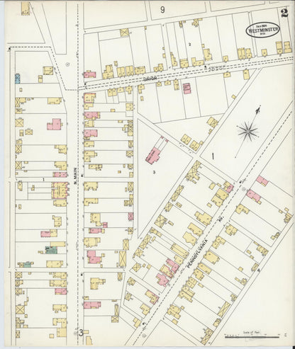 Sanborn Fire Insurance Map from Westminster, Carroll County, Maryland (1904), Sheet #0002 - Complete Map Set gallery image, historic Sanborn map, vintage wall art, Maryland Maryland