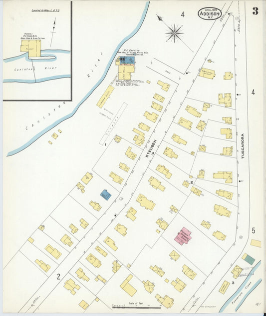 Sanborn Fire Insurance Map from Addison, Steuben County, New York (1909), Sheet #0003 - Historic Sanborn Fire Insurance Map Print, vintage old map wall art, antique decor, genealogy gift, New York New York map