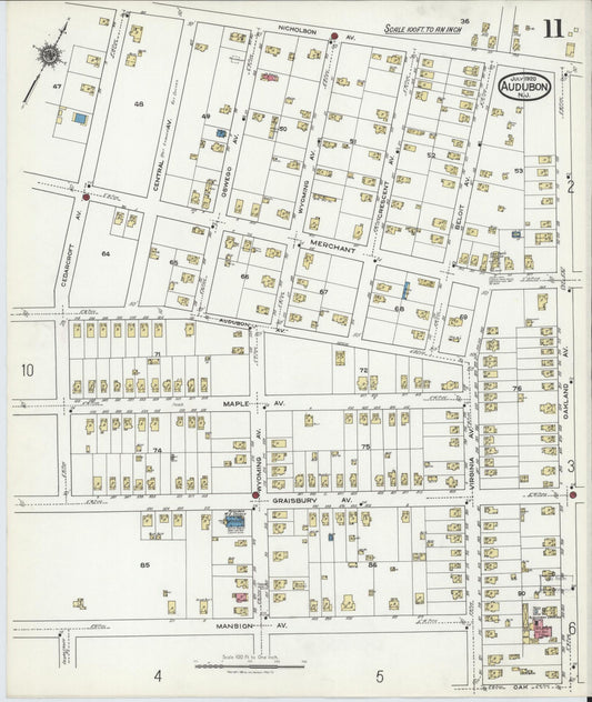 Sanborn Fire Insurance Map from Audubon, Camden County, New Jersey (1920), Sheet #0011 - Historic Sanborn Fire Insurance Map Print, vintage old map wall art, antique decor, genealogy gift, New Jersey New Jersey map