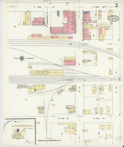 Sanborn Fire Insurance Map from Sanford, Seminole County, Florida (1912), Sheet #0002 - Complete Map Set gallery image, historic Sanborn map, vintage wall art, Florida Florida