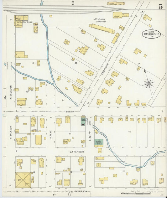 Sanborn Fire Insurance Map from Waxahachie, Ellis County, Texas (1898), Sheet #0005 - Historic Sanborn Fire Insurance Map Print, vintage old map wall art, antique decor, genealogy gift, Texas Texas map