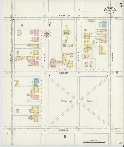 Sanborn Fire Insurance Map from Oswego, Oswego County, New York (1897), Sheet #0005 - Complete Map Set gallery image, historic Sanborn map, vintage wall art, New York New York