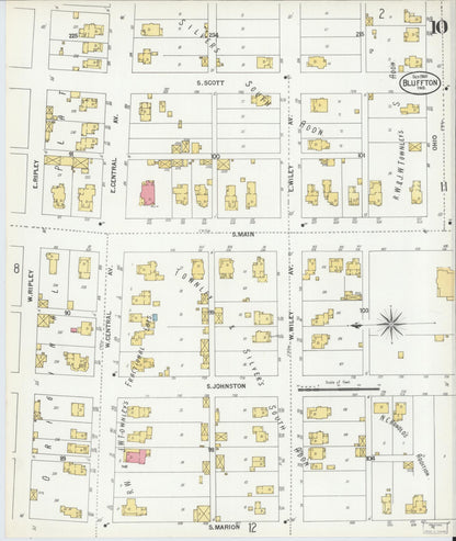 Sanborn Fire Insurance Map from Bluffton, Wells County, Indiana (1900), Sheet #0010 - Historic Sanborn Fire Insurance Map Print, vintage old map wall art, antique decor, genealogy gift, Indiana Indiana map