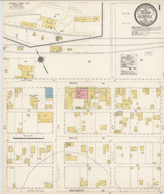 Sanborn Fire Insurance Map from Glendale, Douglas County, Oregon (1912), Sheet #0001 - Historic Sanborn Fire Insurance Map Print, vintage old map wall art, antique decor, genealogy gift, Oregon Oregon map