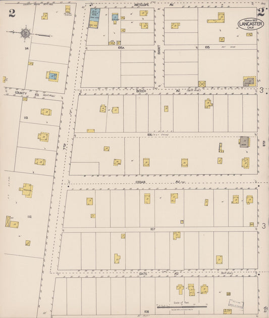 Sanborn Fire Insurance Map from Lancaster, Los Angeles County, California (1923), Sheet #0002 - Historic Sanborn Fire Insurance Map Print, vintage old map wall art, antique decor, genealogy gift, California California map