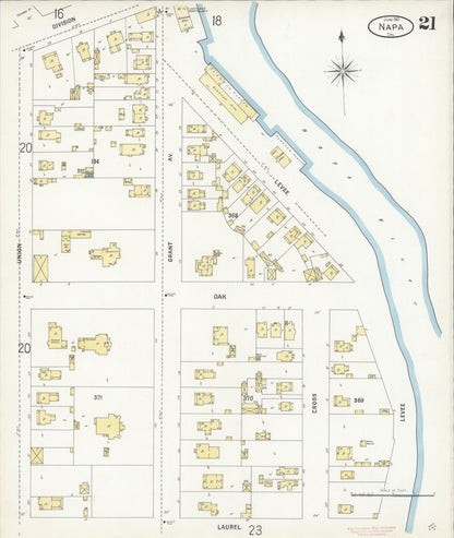 Sanborn Fire Insurance Map from Napa, Napa County, California (1901), Sheet #0021 - Complete Map Set gallery image, historic Sanborn map, vintage wall art, California California