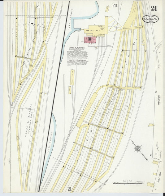 Sanborn Fire Insurance Map from Cadillac, Wexford County, Michigan (1914), Sheet #0021 - Historic Sanborn Fire Insurance Map Print, vintage old map wall art, antique decor, genealogy gift, Michigan Michigan map