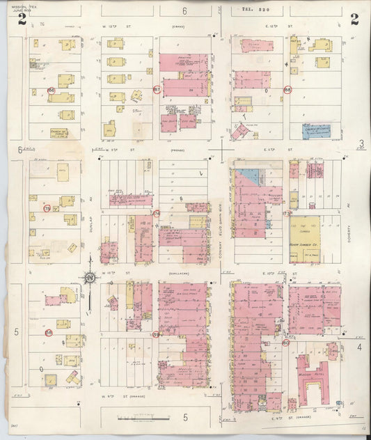 Sanborn Fire Insurance Map from Mission, Hidalgo County, Texas (1949), Sheet #0002 - Historic Sanborn Fire Insurance Map Print, vintage old map wall art, antique decor, genealogy gift, Texas Texas map