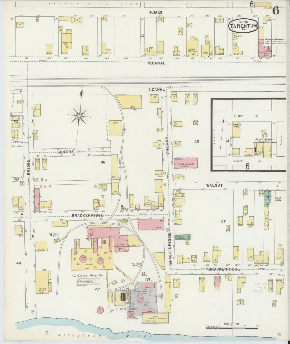Sanborn Fire Insurance Map from Tarentum, Allegheny County, Pennsylvania (1897), Sheet #0006 - Historic Sanborn Fire Insurance Map Print, vintage old map wall art, antique decor, genealogy gift, Pennsylvania Pennsylvania map