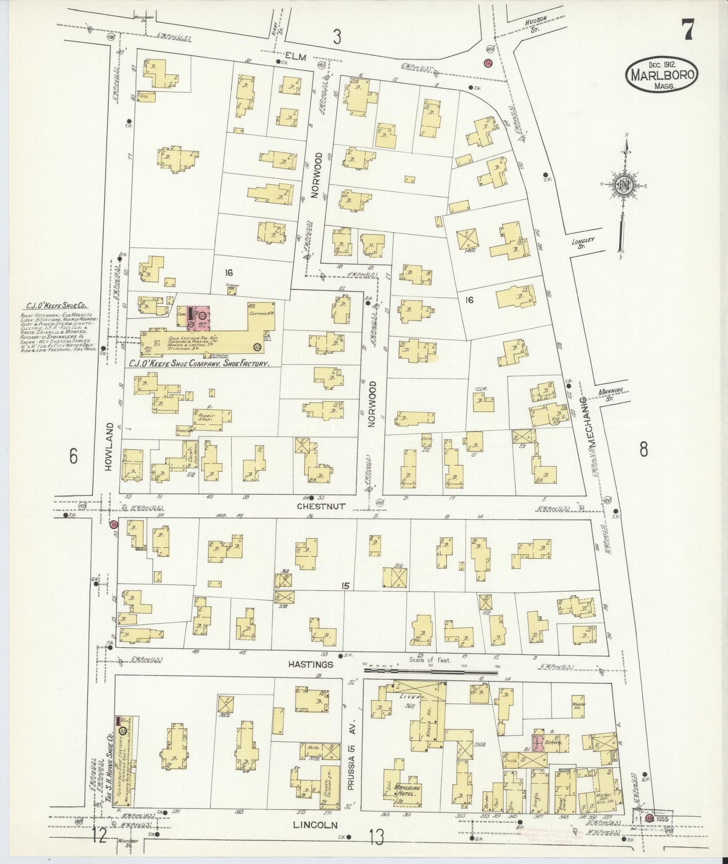 Sanborn Fire Insurance Map from Marlborough, Middlesex County, Massachusetts (1912), Sheet #0007 - Complete Map Set gallery image, historic Sanborn map, vintage wall art, Massachusetts Massachusetts