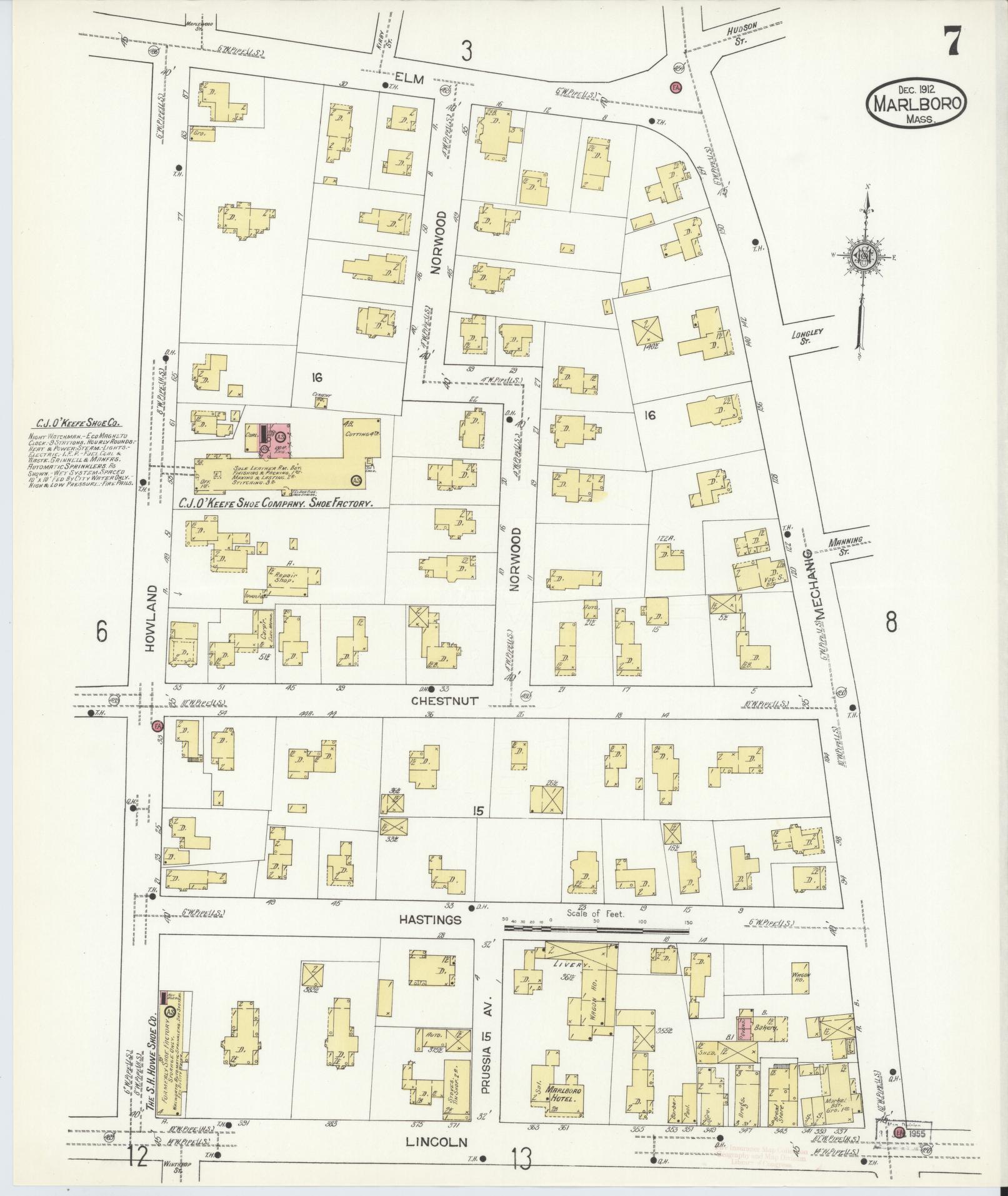 Sanborn Fire Insurance Map from Marlborough, Middlesex County, Massachusetts (1912), Sheet #0007 - Complete Map Set gallery image, historic Sanborn map, vintage wall art, Massachusetts Massachusetts