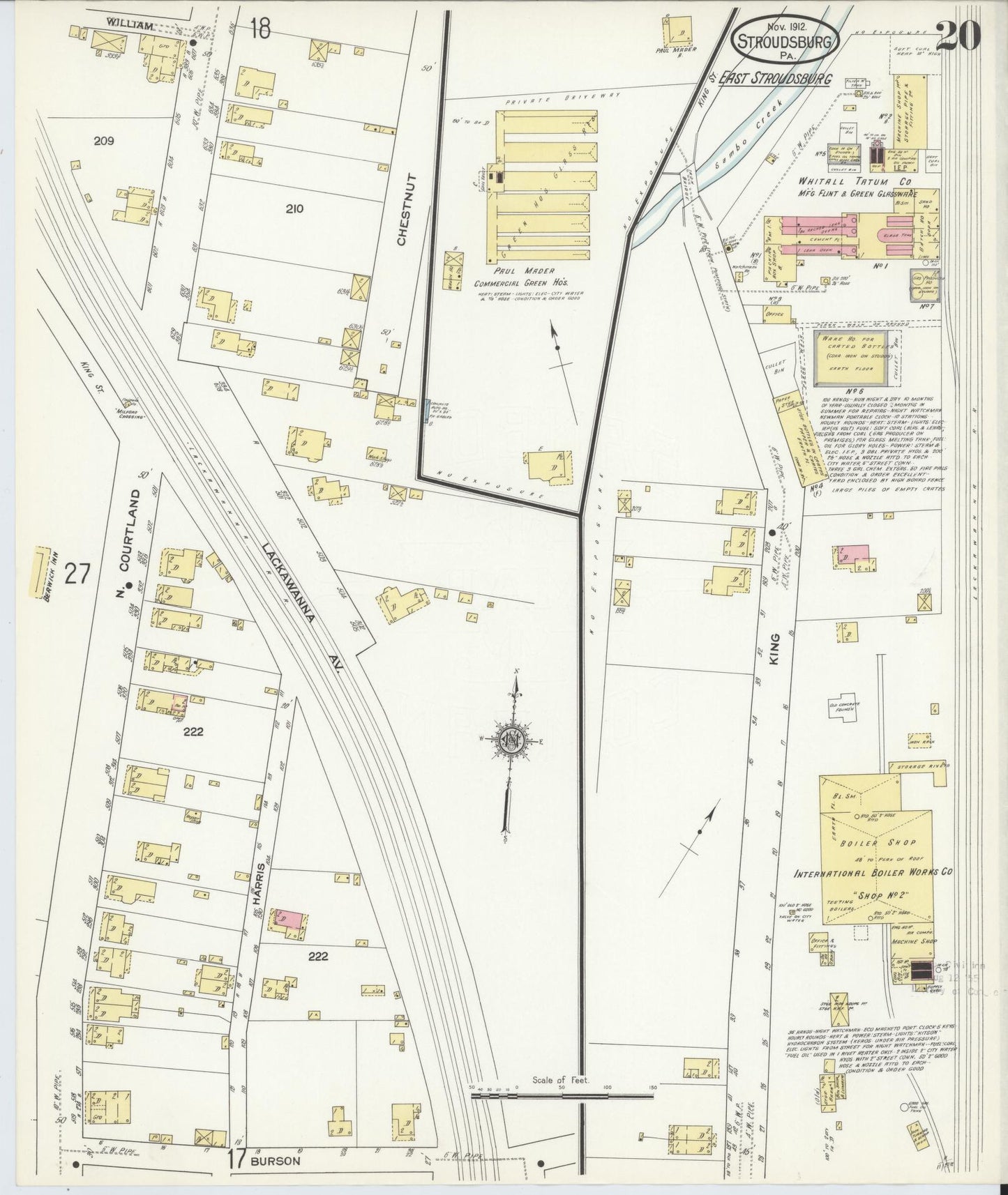 Sanborn Fire Insurance Map from Stroudsburg, Monroe County, Pennsylvania (1912), Sheet #0020 - Complete Map Set gallery image, historic Sanborn map, vintage wall art, Pennsylvania Pennsylvania