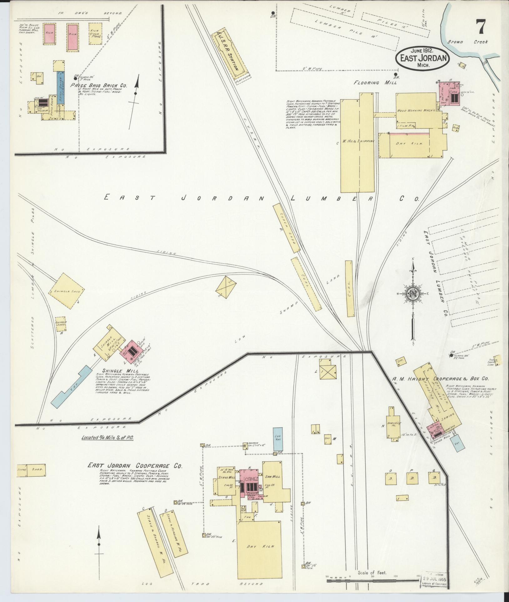 Sanborn Fire Insurance Map from East Jordan, Charlevoix County, Michigan (1912), Sheet #0007 - Complete Map Set gallery image, historic Sanborn map, vintage wall art, Michigan Michigan