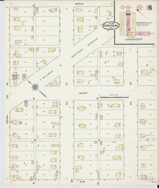 Sanborn Fire Insurance Map from Perrysburg, Wood County, Ohio (1914), Sheet #0006 - Historic Sanborn Fire Insurance Map Print, vintage old map wall art, antique decor, genealogy gift, Ohio Ohio map