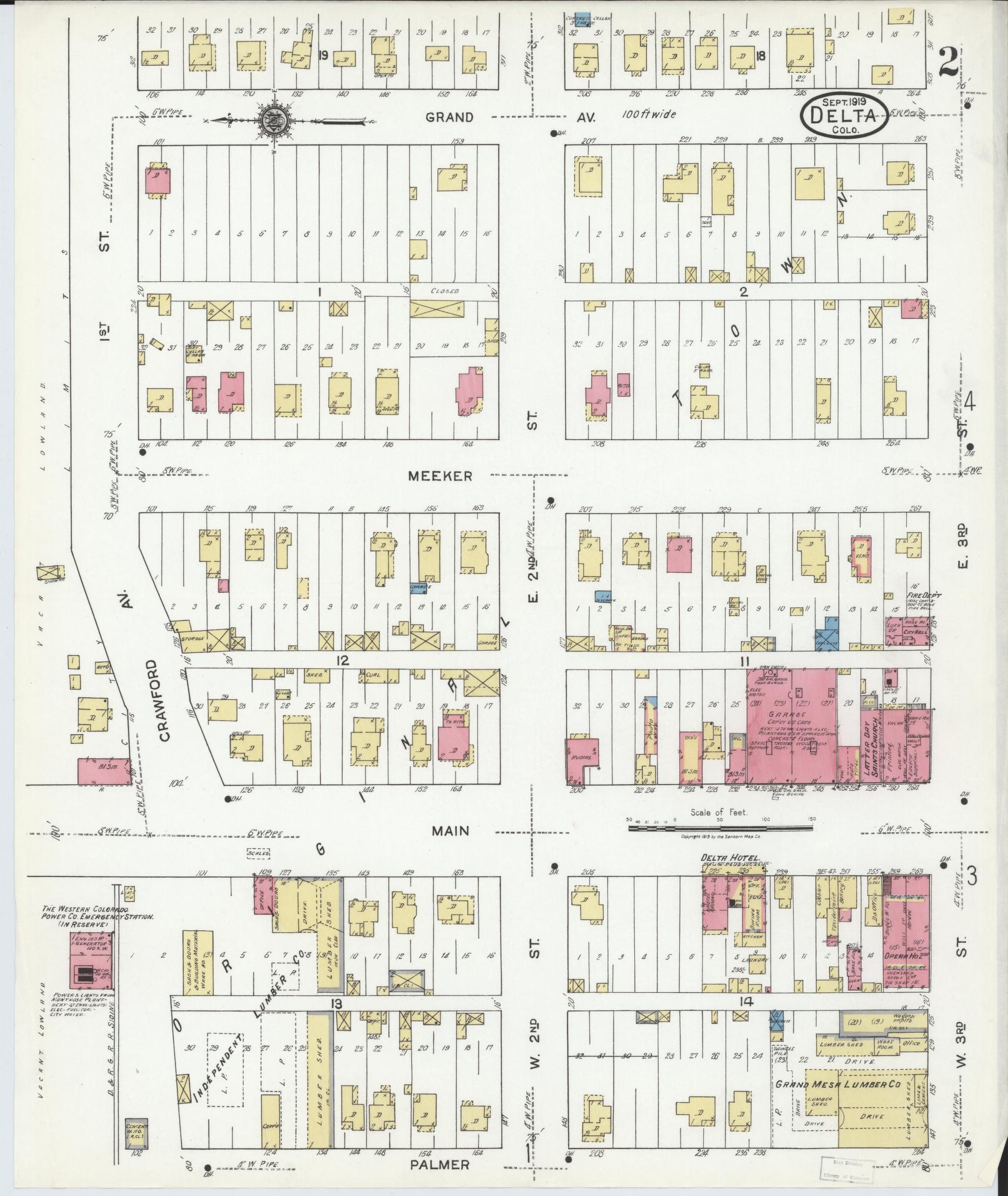 Sanborn Fire Insurance Map from Delta, Delta County, Colorado (1919), Sheet #0002 - Complete Map Set gallery image, historic Sanborn map, vintage wall art, Colorado Colorado