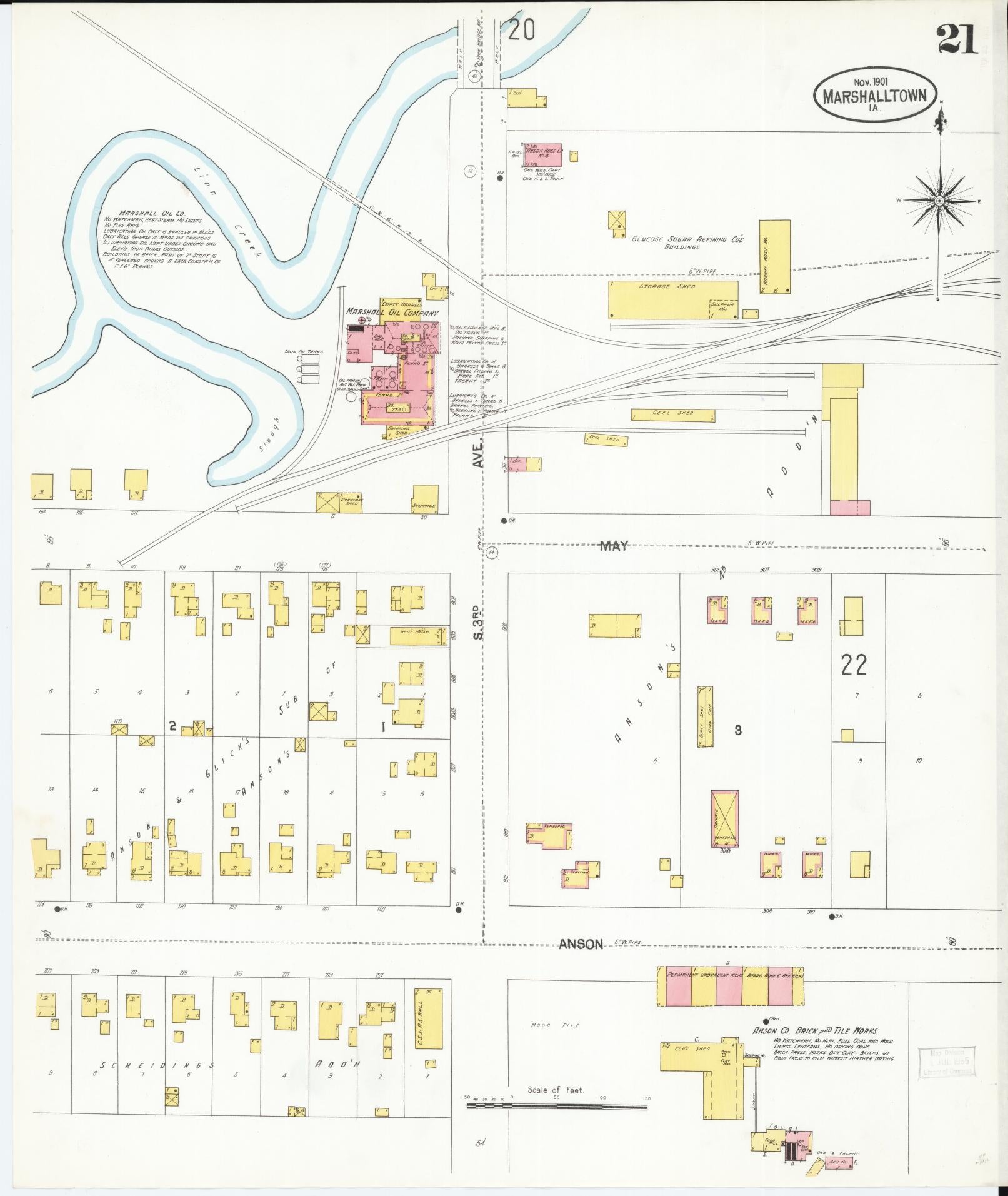 Sanborn Fire Insurance Map from Marshalltown, Marshall County, Iowa (1901), Sheet #0021 - Historic Sanborn Fire Insurance Map Print